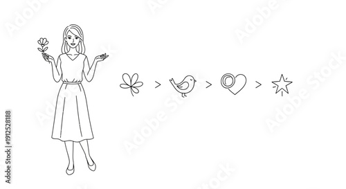 Woman Holding Flower, Symbolizing Love, Nature, and Happiness