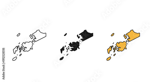 Black and white and color drawings of a country map minimalist art illustration vector design