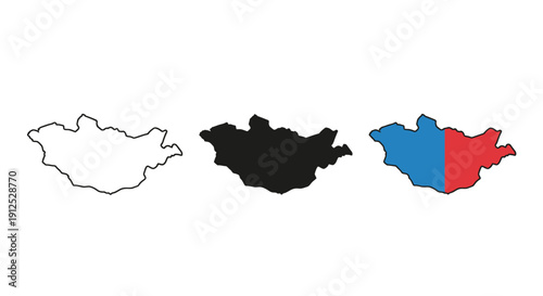 Black and white and color drawings of a country map minimalist art illustration vector design