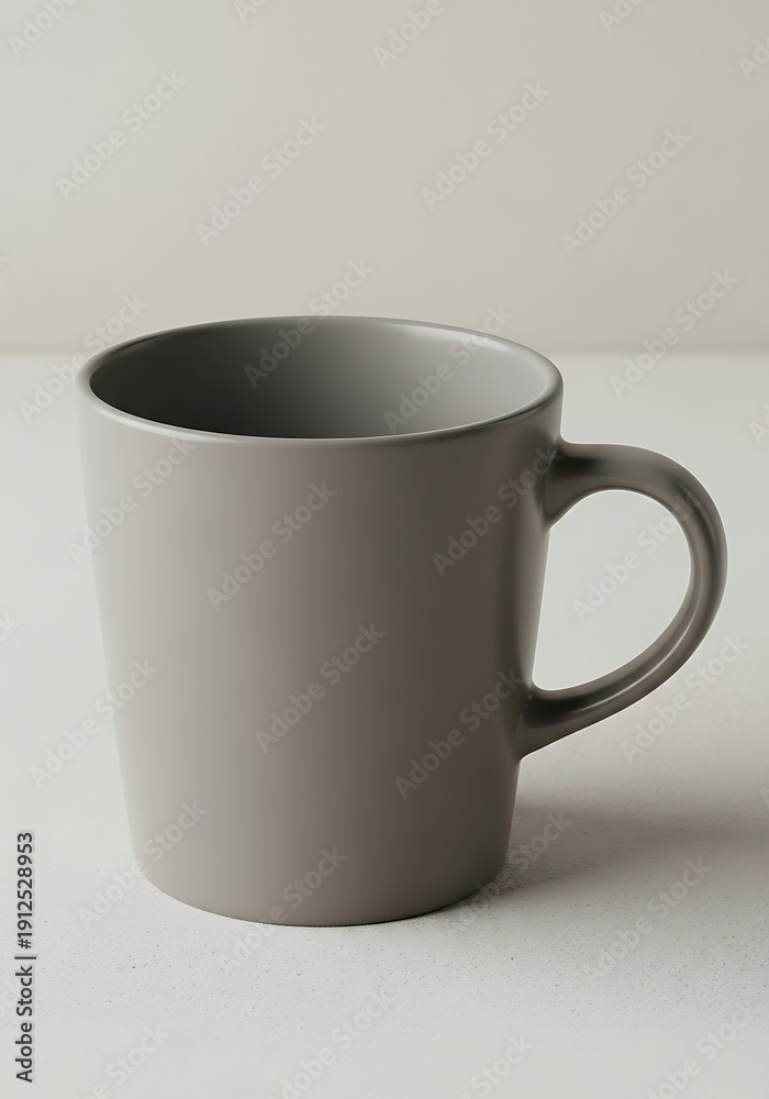 Fototapeta premium Minimalist ceramic mug casting gentle shadow with matte neutral tone