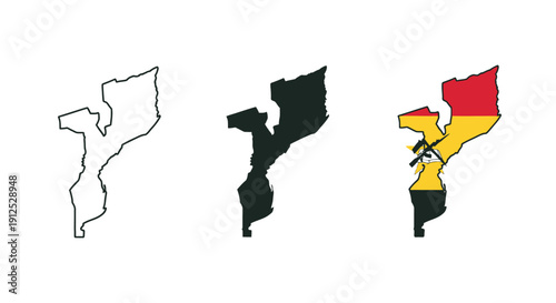 Black and white and color drawings of a country map minimalist art illustration vector design