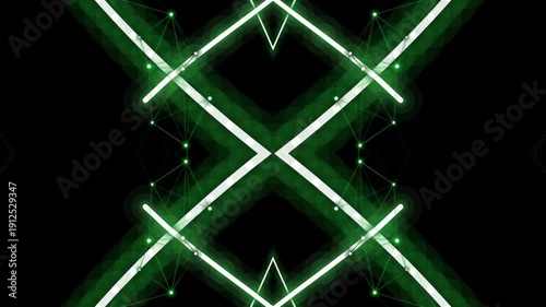 Vibrant green neon network connections in futuristic design