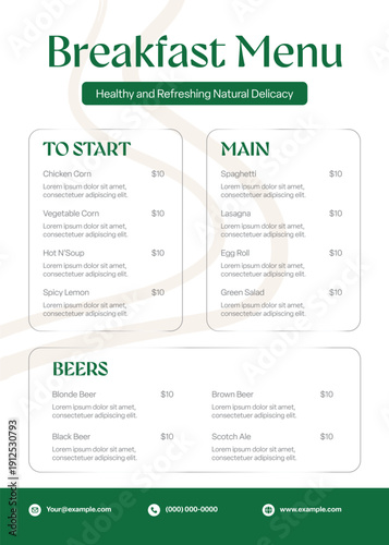 Green And Black Menu Flyer