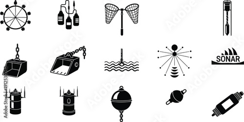 Maritime and Navigation Equipment Icon Set Vector