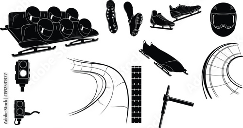 Automotive Racing and Car Parts Icon Set Vector