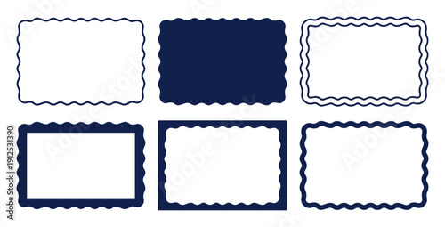 Squiggly Border Rectangular Label Collection
