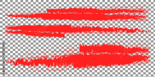 Red brush stroke set isolated on background. Paint brush stroke vector for ink paint, grunge design, dirt banner, watercolor design, texture. Trendy brush stroke, art