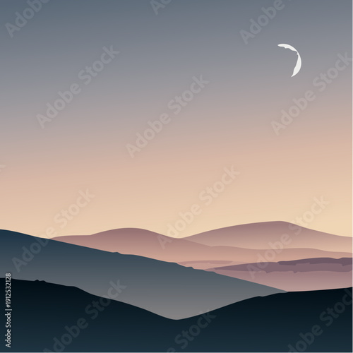 Minimalist abstract brushstroke representing a simple landscape horizon.