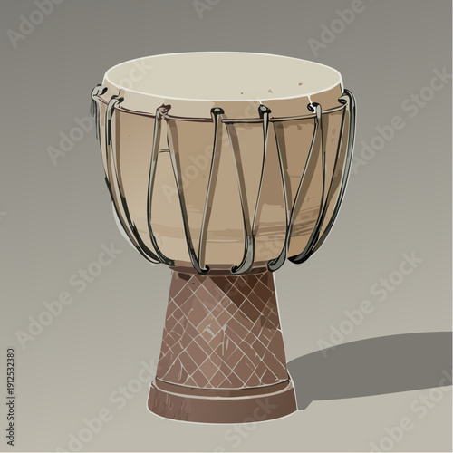 Traditional African djembe hand drum musical instrument isolated on white.