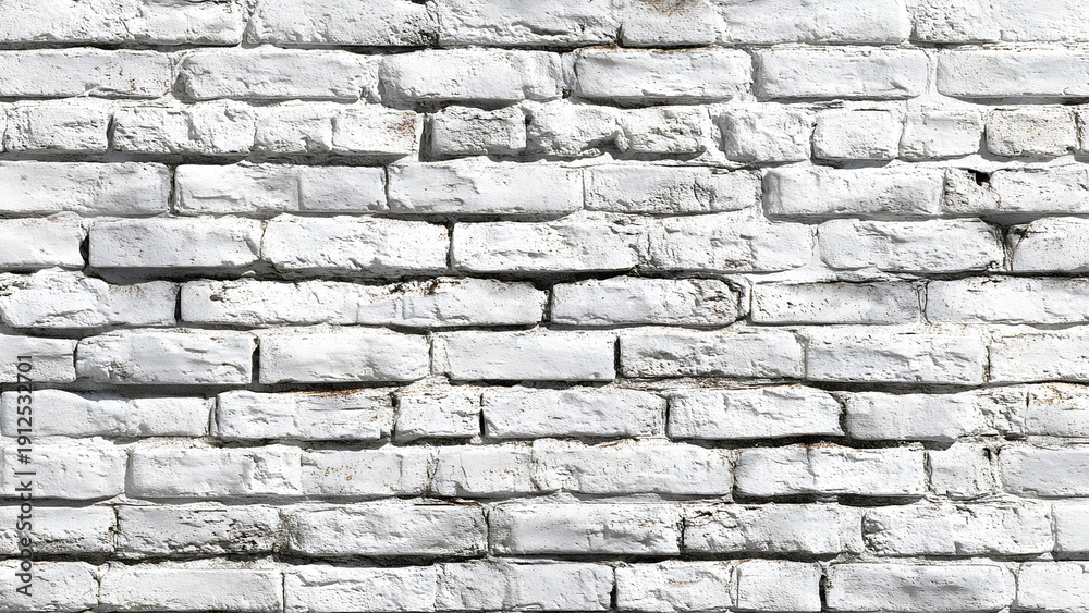Fototapeta premium Textured White Brick Wall Background Grungy Vintage Painted Masonry Surface Pattern