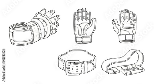Weightlifting Gear: Hand Wraps, Gloves, Belt, and Resistance Band for Fitness