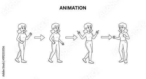 Woman Animation Sequence: Walking and Talking Gestures