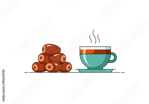 A steaming cup of coffee with cinnamon sticks on a plain surface viewed from the side