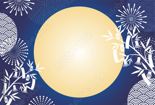 七夕　満月　花火　背景