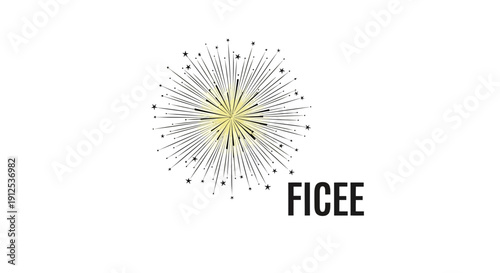 Sparkling Firework Burst with Stars and Text FICCE