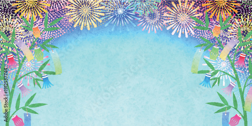 七夕　花火　和柄　背景