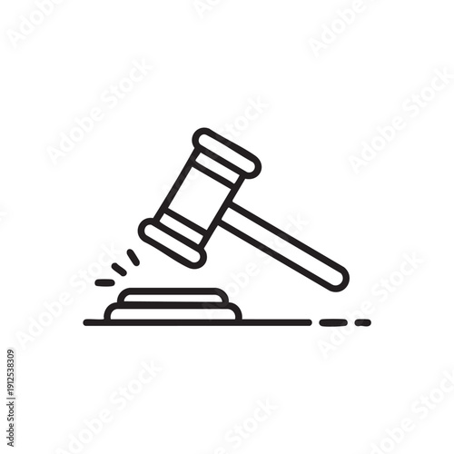 Judge's gavel striking soundblock in courtroom scene vector illustration of justice