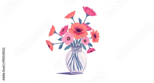 vase, flowers, flower, floral, icon, bouquet, bloom, blossoms, petals, plant, plants, botanical, botany, garden, nature, decorative, decoration, ornament, home, interior, decor, arrangement, fresh, na