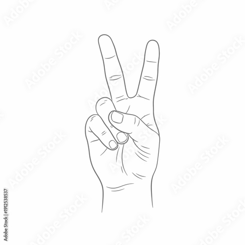 Hand gesture of Victory: A hand forms the universal symbol of peace and victory, a gesture of positivity.