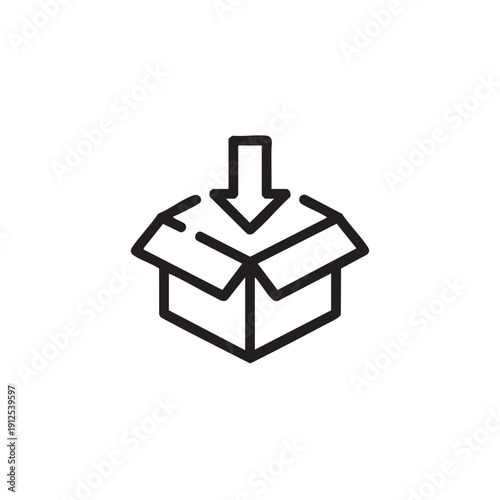Wallpaper Mural An open box with a downward arrow indicating download or extraction in a minimalist line art style Torontodigital.ca