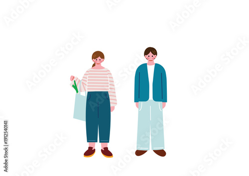 若い夫婦のイラストセット