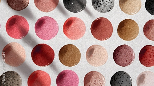 Top-down view of various colorful bath bombs arranged in neat rows on a white background.