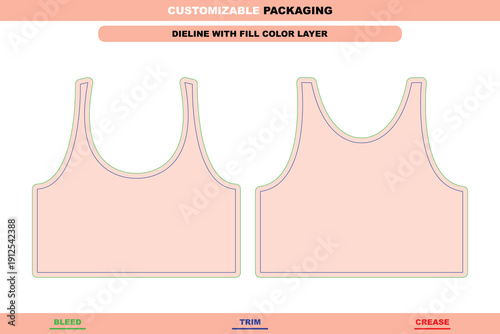 Womens black crop tank top apparel dieline with editable vector die line girls and ladies printable garment mockup trendy female crop tank top design