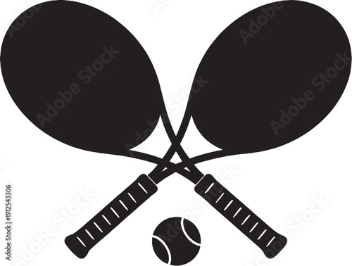 Tennis Starter Kit Solid Black Silhouette SVG EPS
