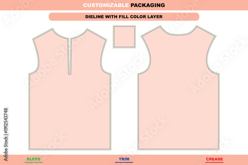 Womens sleeveless shirt apparel dieline with female editable vector die line ladies printable garment mockup professional sleeveless girls shirt stylish packaging design