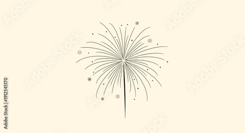 Minimalist Firework Burst Illustration on Cream Background
