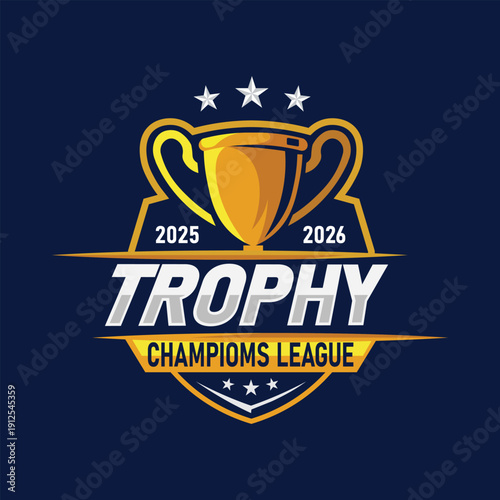 Trophy Mascot Logo Design with Modern illustration Concept Style for Badge, Emblem and T-Shirt Printing. Trophy Badge illustration for Sport Team. Vector Template