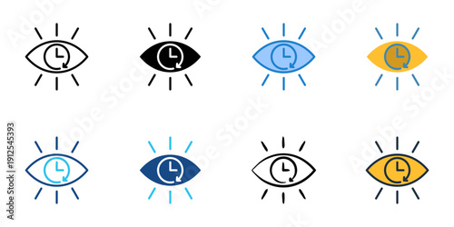 Real time monitoring icons set multiple style collection. Editable stroke 
