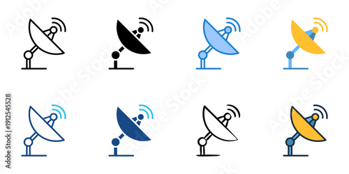 Satellite communication icons set multiple style collection. Editable stroke 
