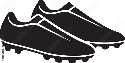 Soccer Cleats Pair Side View Solid Silhouette SVG EPS