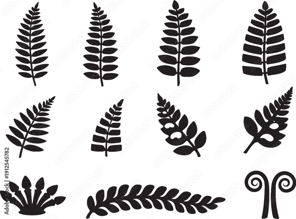 Obraz premium Fern Silhouette Bundle Vol 2 Pro Black Vector Icons