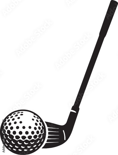 golf club and ball silhouette svg combo solid black vector eps icon