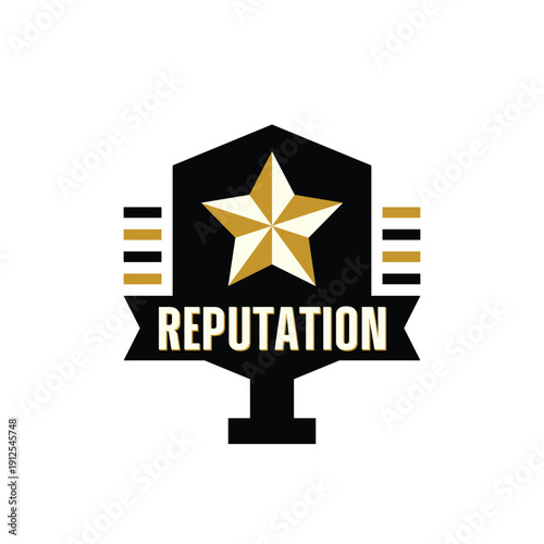Reputation rating badge vector. Quality assurance star badge icon. Trust verified award emblem vector