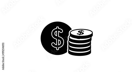 Dollar Coins Stack Icon - Finance, Investment, Business Growth Concept