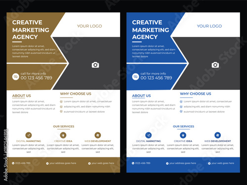 a bundle of 5 templates of a4 flyer, Flyer template layout design. business flyer, brochure, magazine or flier mockup in bright colors. perfect for creative professional business. vector template tech