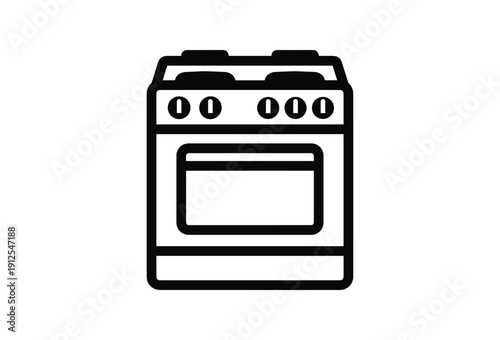 Simple black and white line drawing of a domestic electric oven