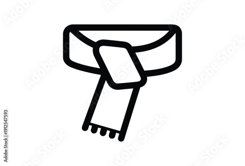 Black and white illustration of a necktie on white background