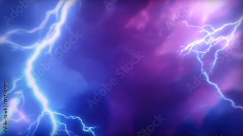 Lightning storm in blue and purple hues, perfect for dramatic graphics, social media posts, artistic compositions, and promotional materials. The vivid colors create a powerful and electrifying atmosp