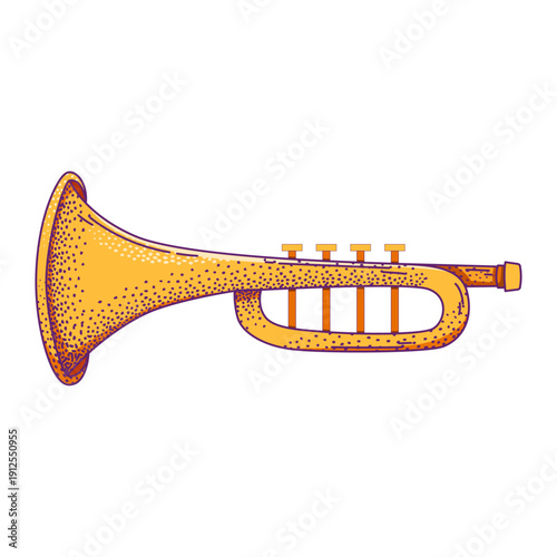 illustration of a trumpet, a staple instrument of Mardi Gras and carnival brass band
