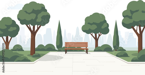Park Bench Surrounded by Trees and Greenery.