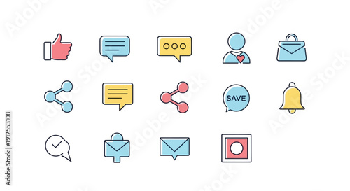 Collection of Modern Communication Icons Set.