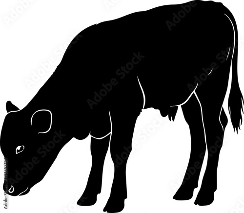 baby cow silhouette vector illustration