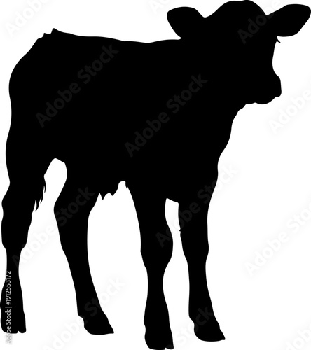 baby cow silhouette vector illustration