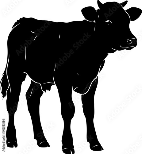 baby cow silhouette vector illustration