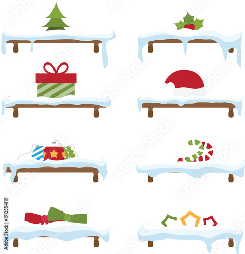 Decorative winter snow drifts with cold blue ice icicles vector