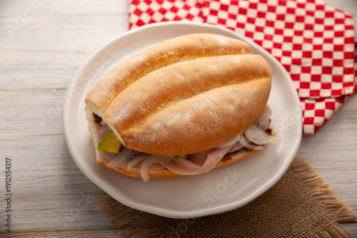 Wallpaper Mural Mexican ham sandwich, in Mexico it is called Torta de Jamon, it is the most popular of the Mexican Tortas and the recipe varies depending on who prepares it, made with bolillo o telera bread. Torontodigital.ca